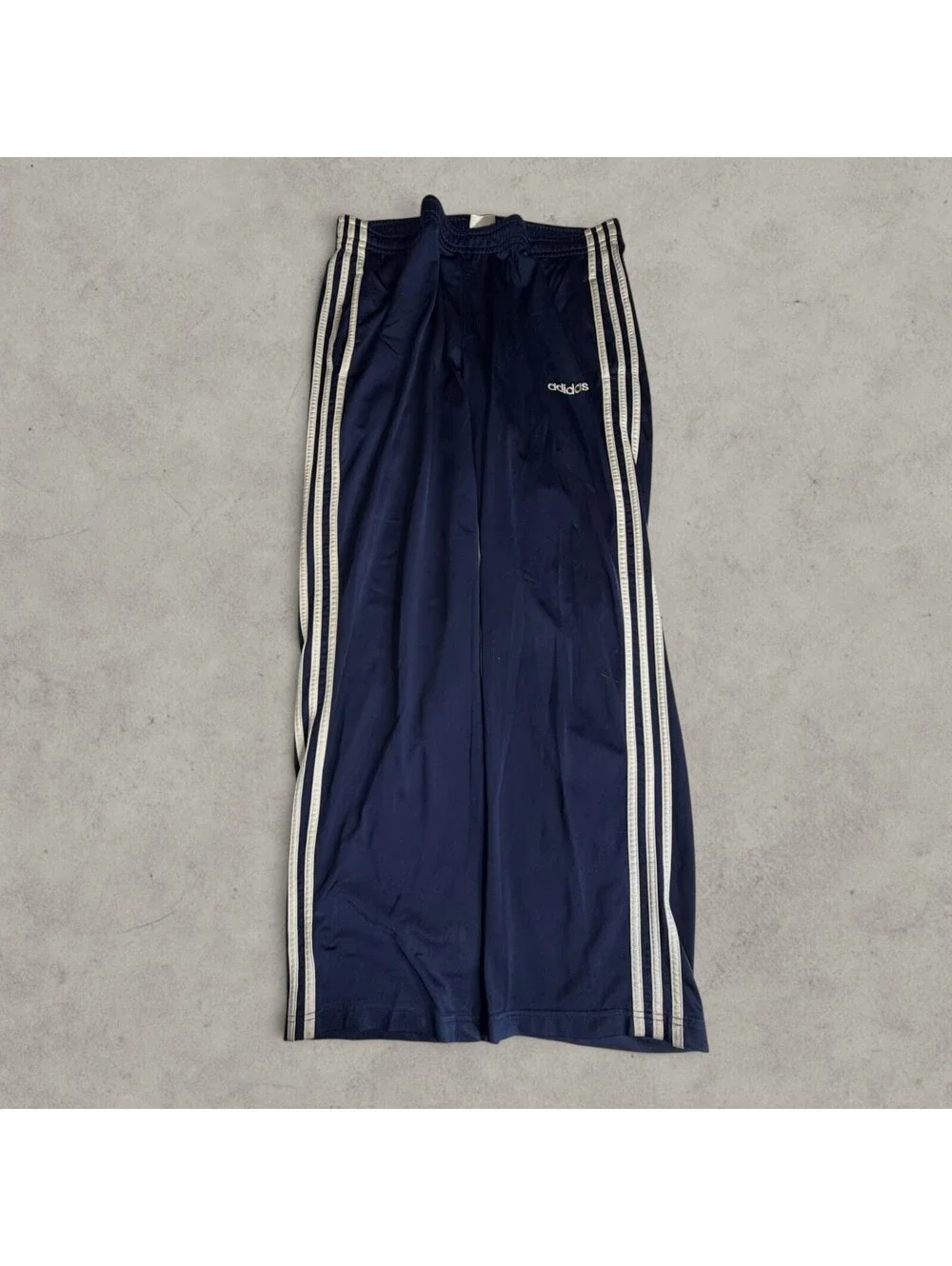 Vintage ADIDAS Mens Navy Blue/White Tearaway Track Snap Up Pants Size L